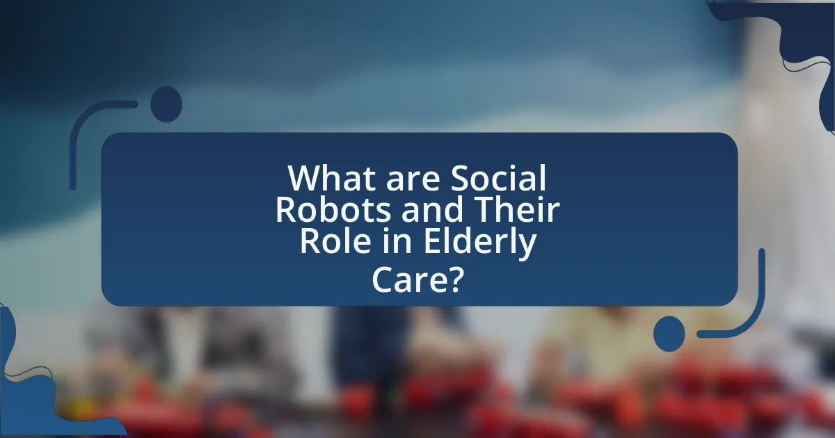 What are Social Robots and Their Role in Elderly Care?