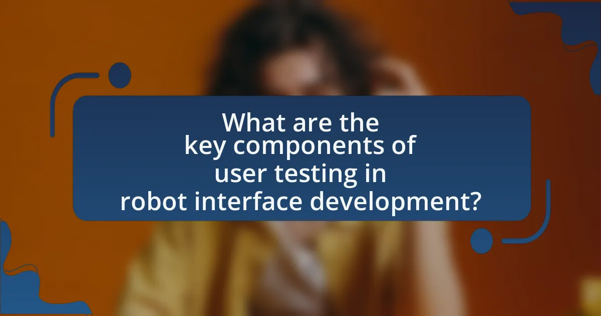 What are the key components of user testing in robot interface development?