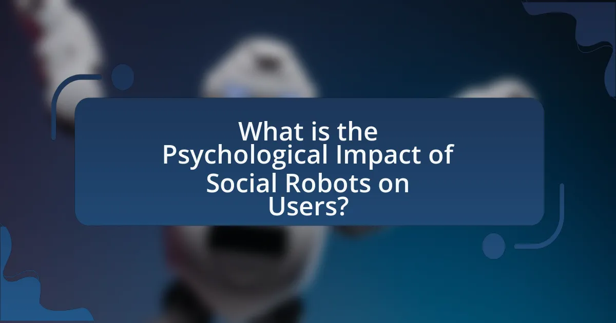 What is the Psychological Impact of Social Robots on Users?